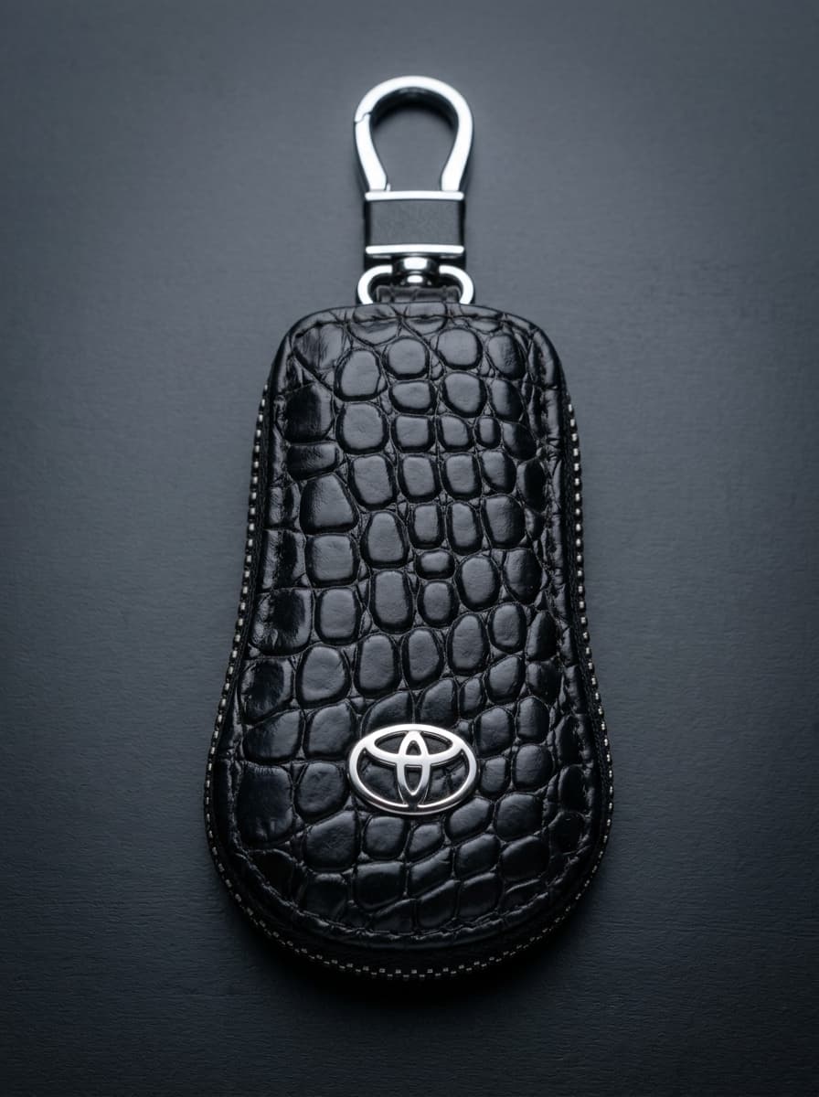 Obsidian Croc-Embossed Key Case