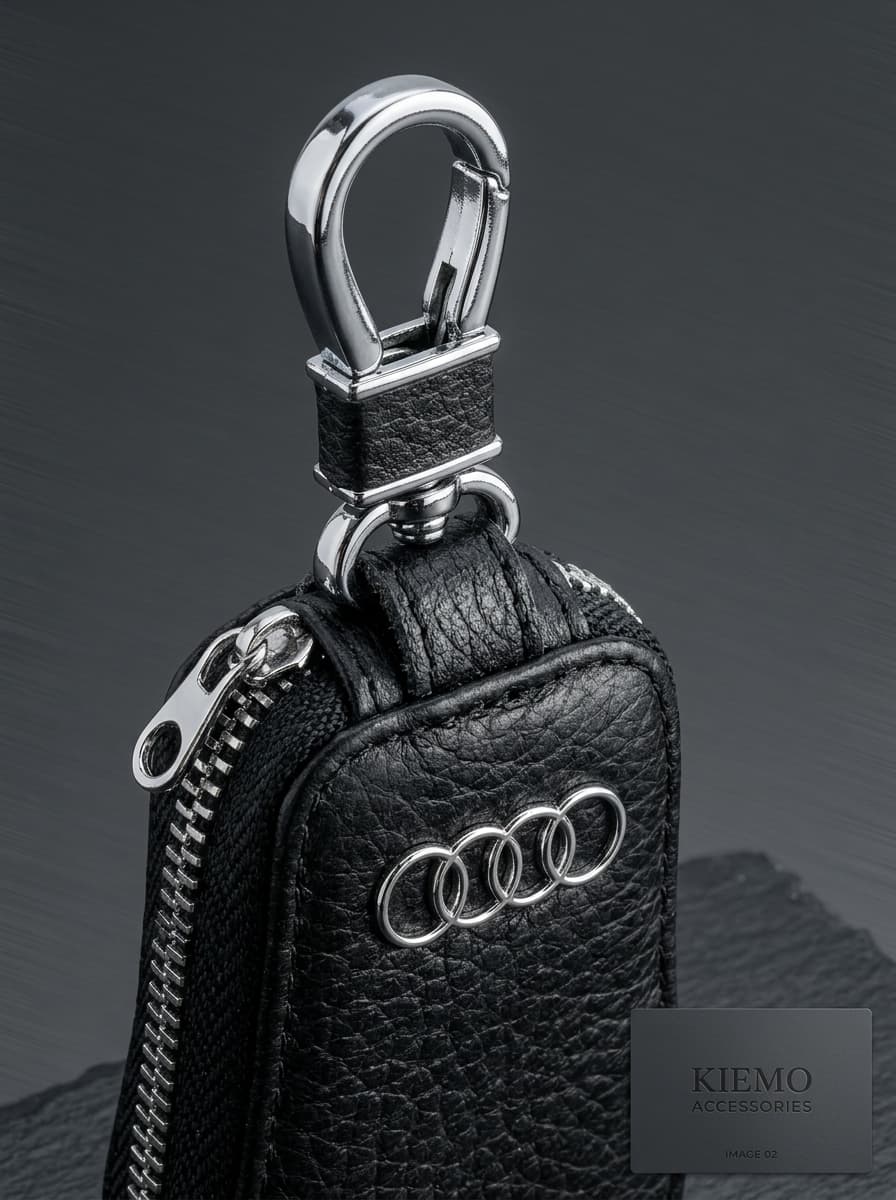Signature Leather Audi Keychain — view 2