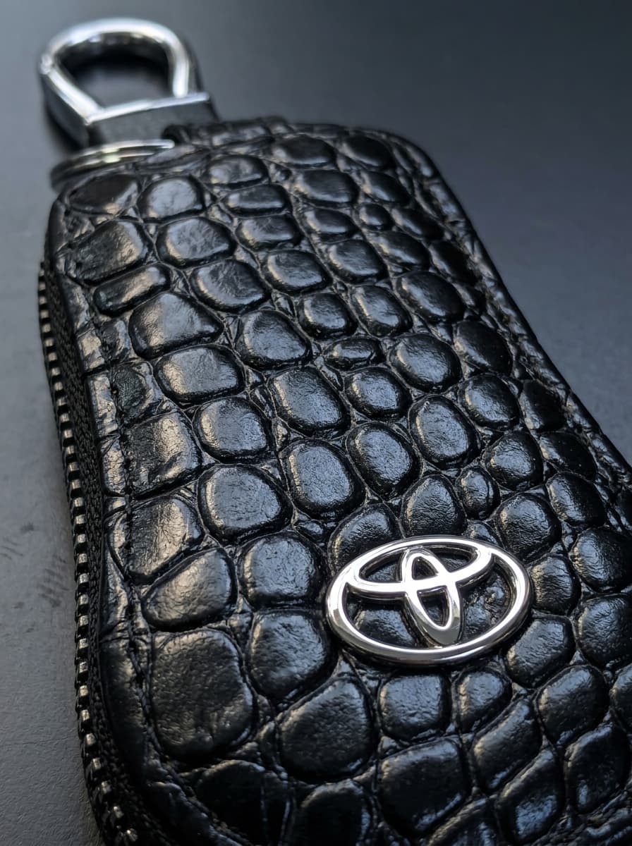 Obsidian Croc-Embossed Key Case — view 3