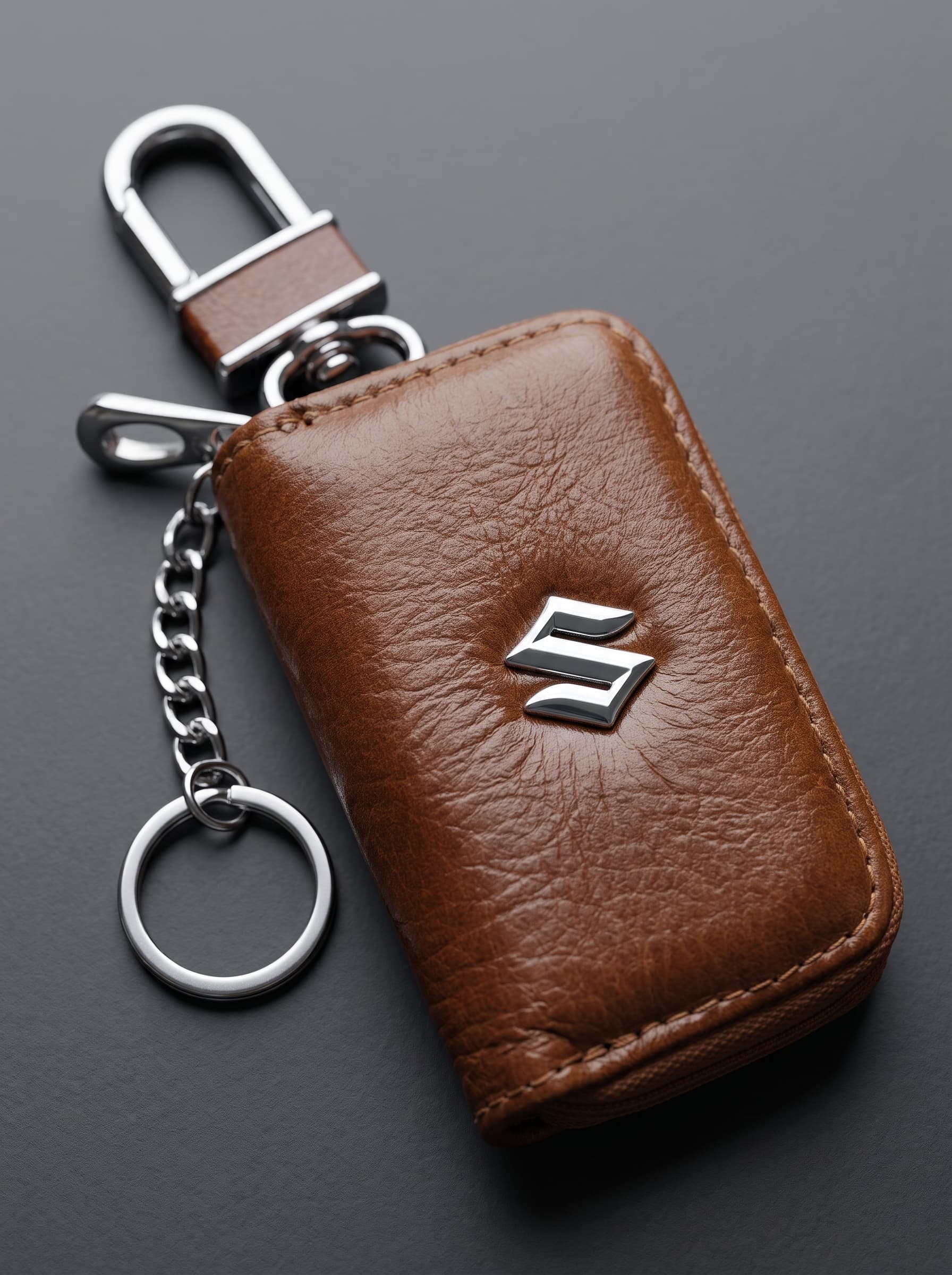 Signature Leather Suzuki Keychain