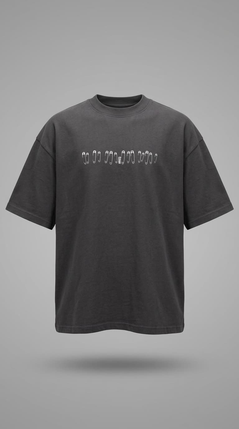 IZZUE Charcoal Oversized Safety Pin Tee