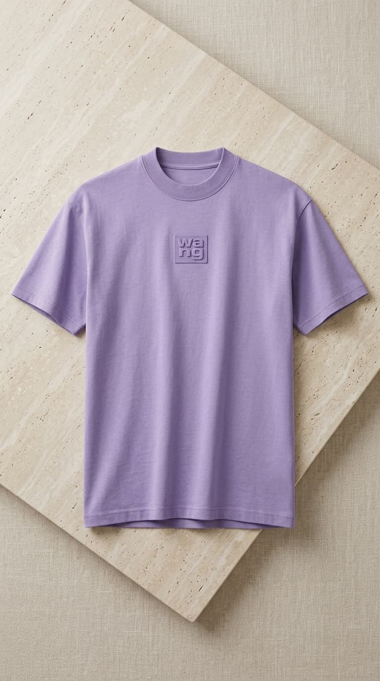 Signature Embossed Lavender Cotton Tee — view 4
