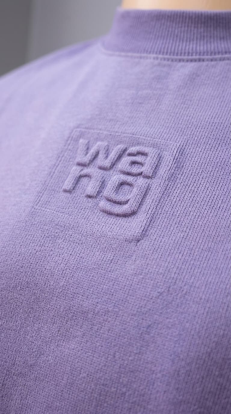 Signature Embossed Lavender Cotton Tee — view 3