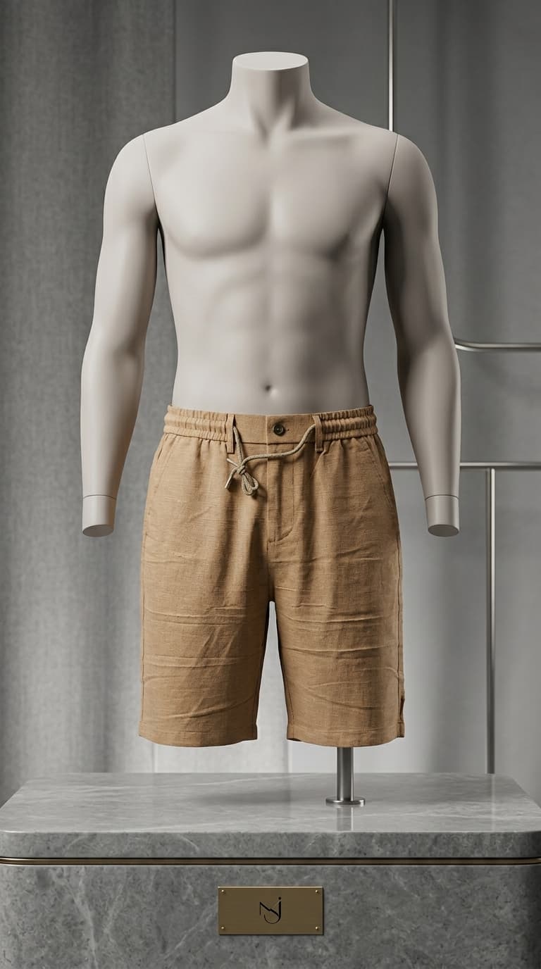Textured Tan Shorts — view 4