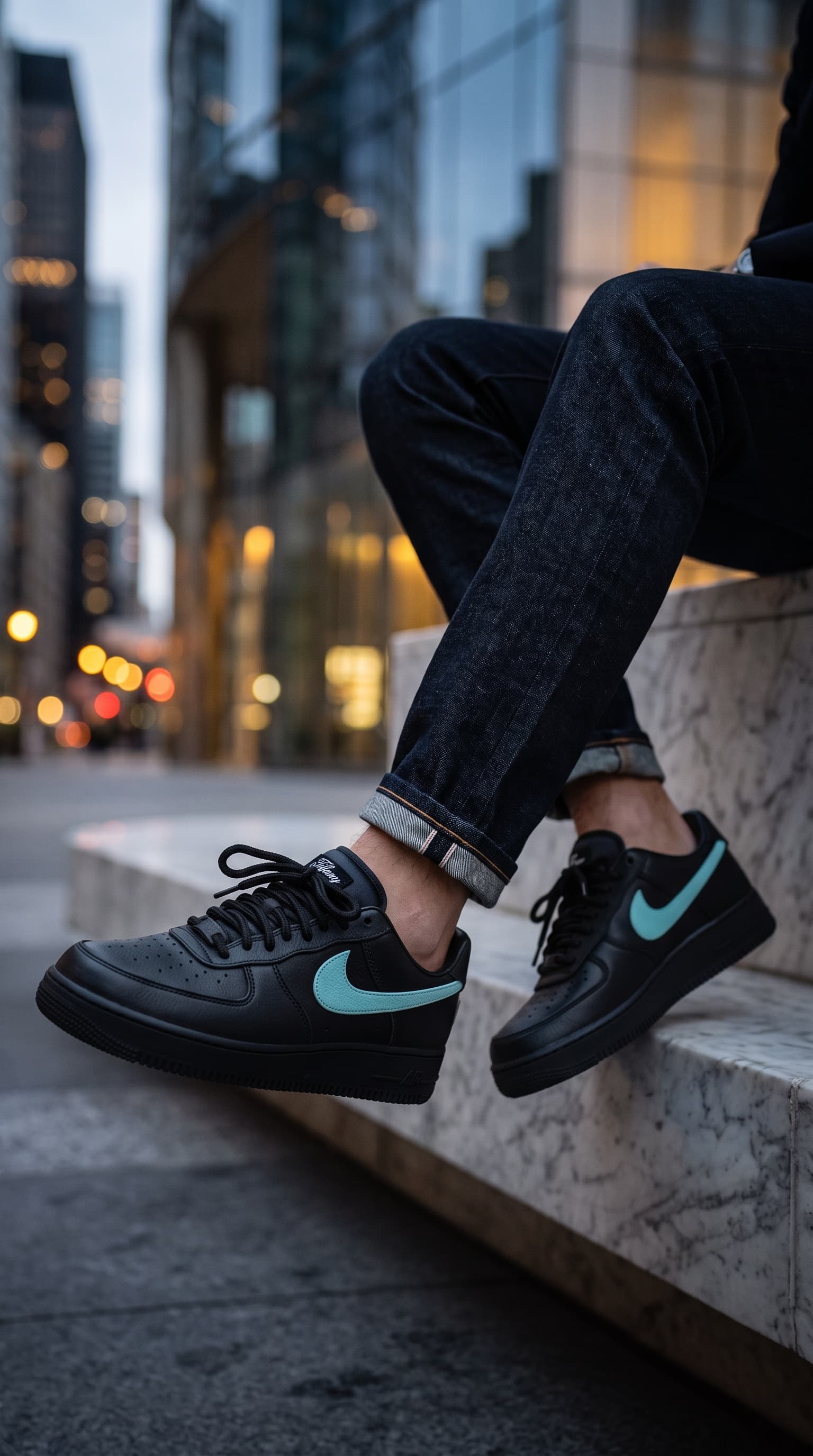 Urban Black & Cyan Stripe Sneakers — view 4