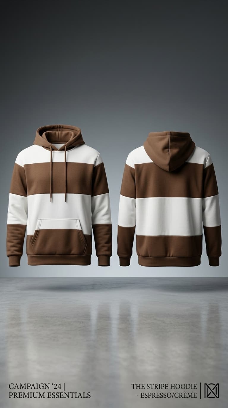 Earth Tone Horizontal Striped Hoodie — view 4
