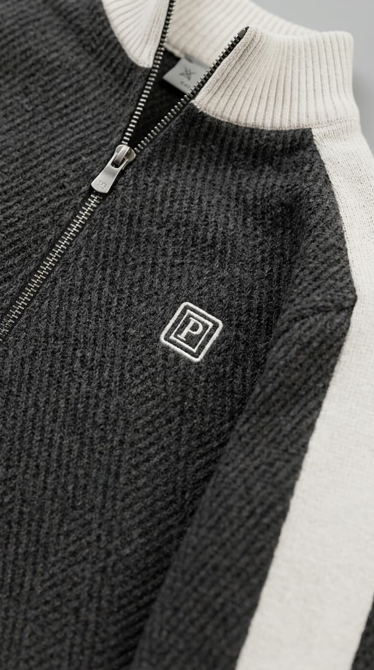 Textured Knit Zip-Up Track Jacket — view 2