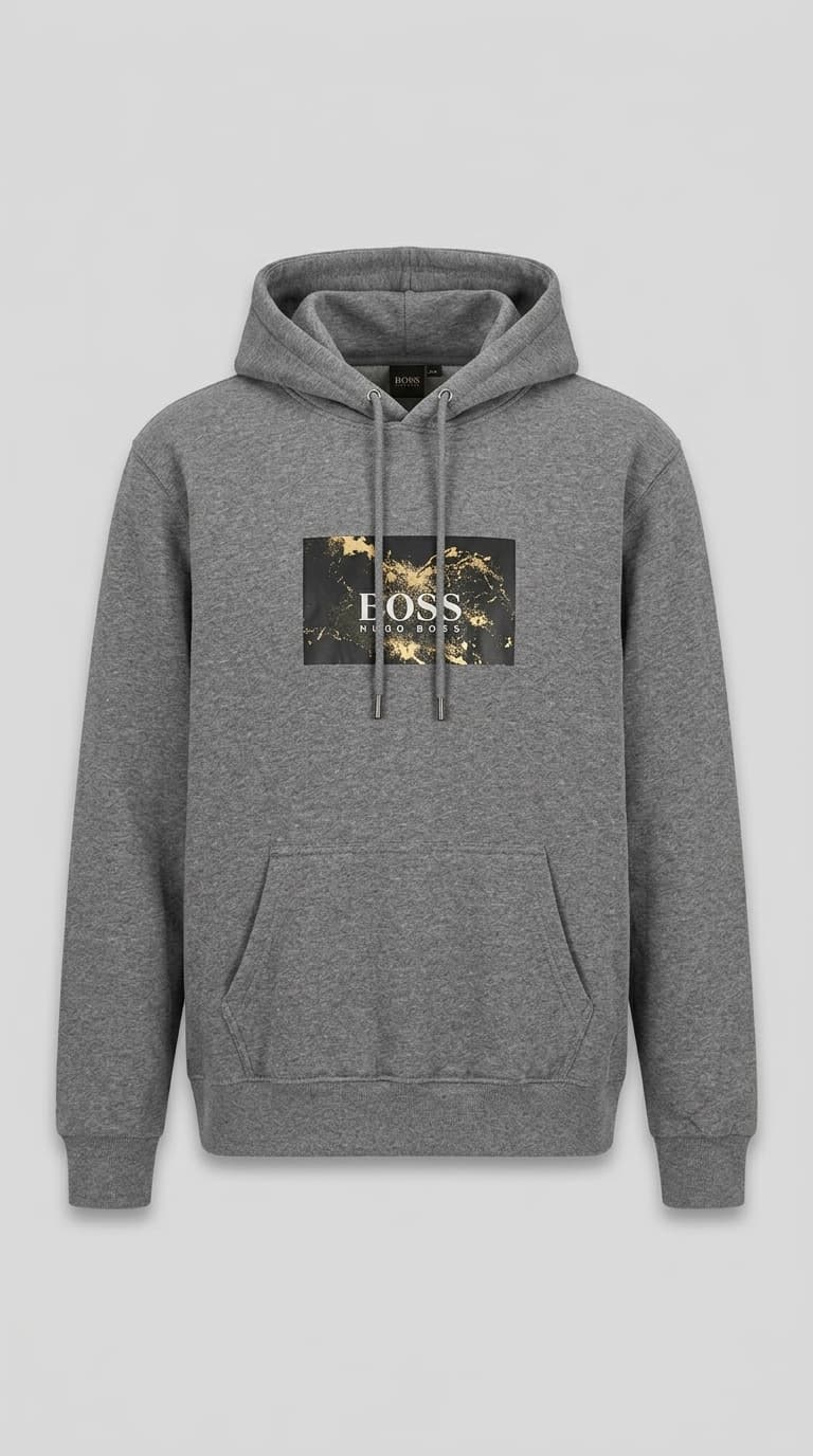 BOSS Gray Graphic Hoodie — view 4