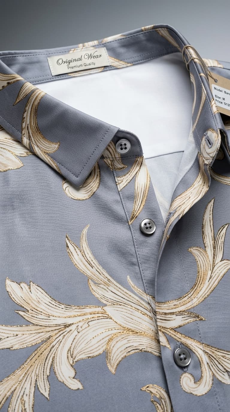 Baroque Gold & Cream Patterned Shirt — view 3