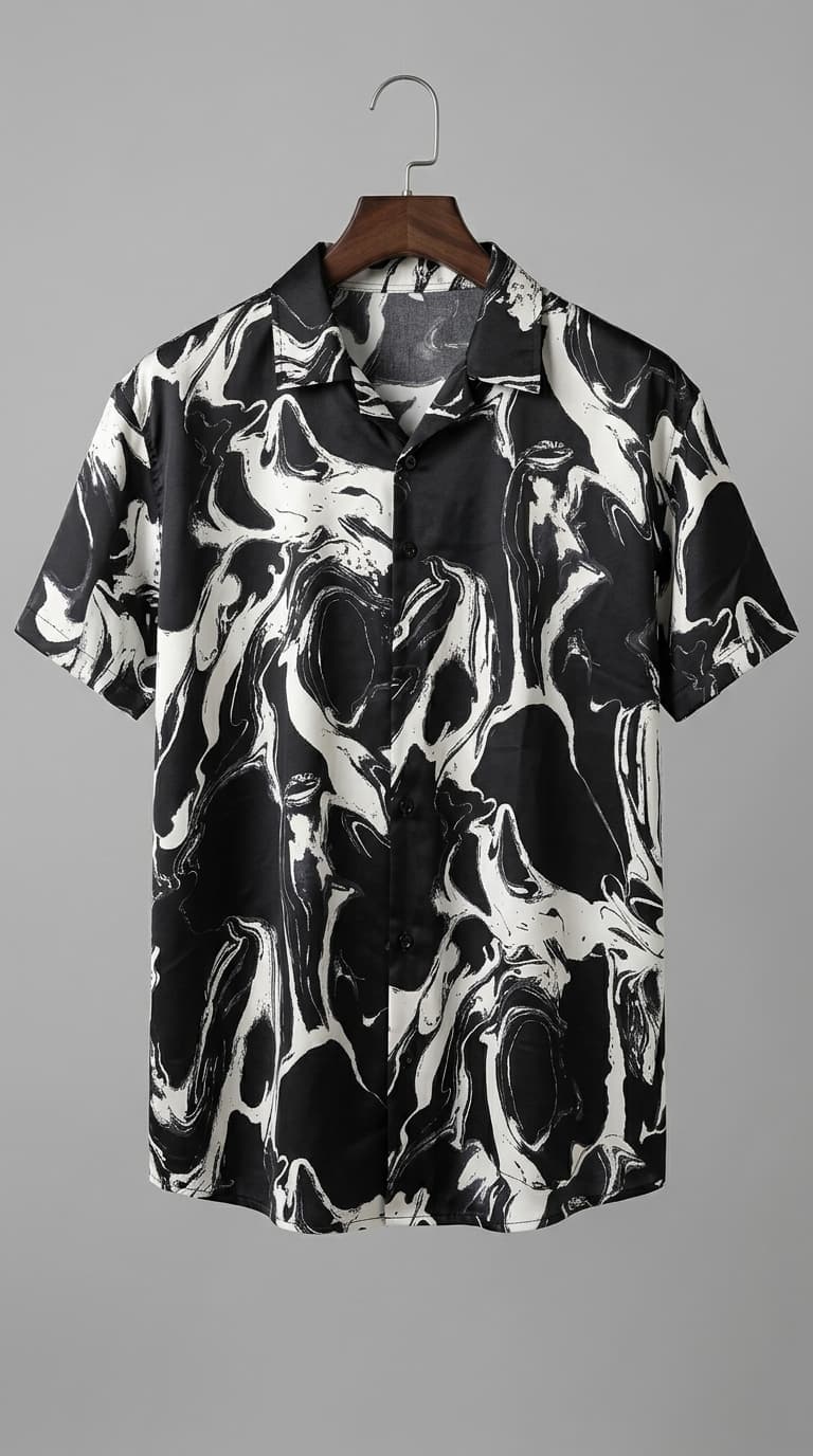 Abstract Monochromatic Short-Sleeve Shirt