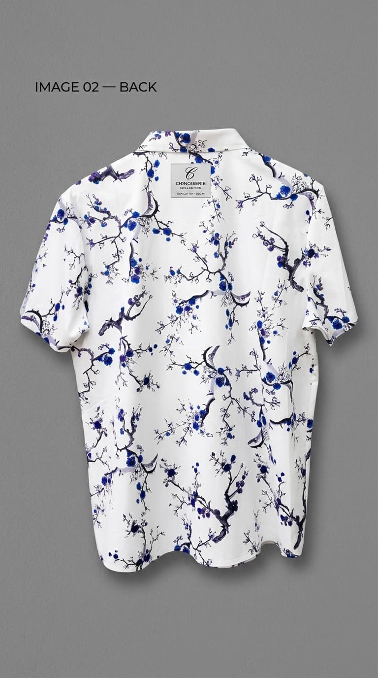 Blue Floral Branch Short-Sleeve Shirt — view 2