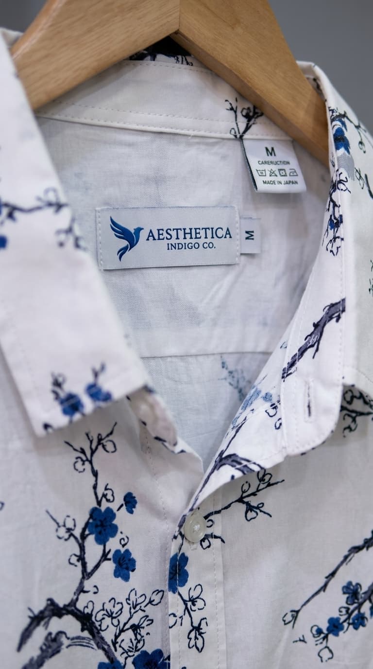 Blue Floral Branch Short-Sleeve Shirt — view 3
