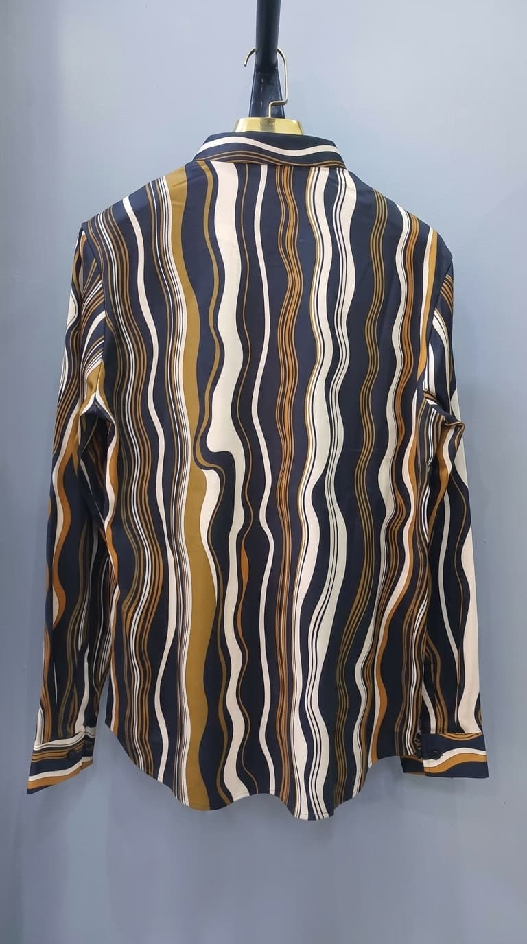 Wavy Vertical Stripe Long-Sleeve Shirt — view 2