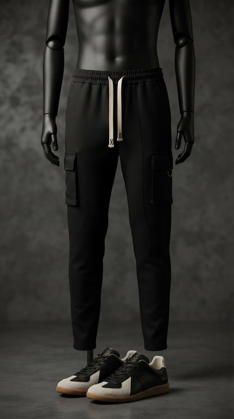 Black Cargo Sweatpants — view 2