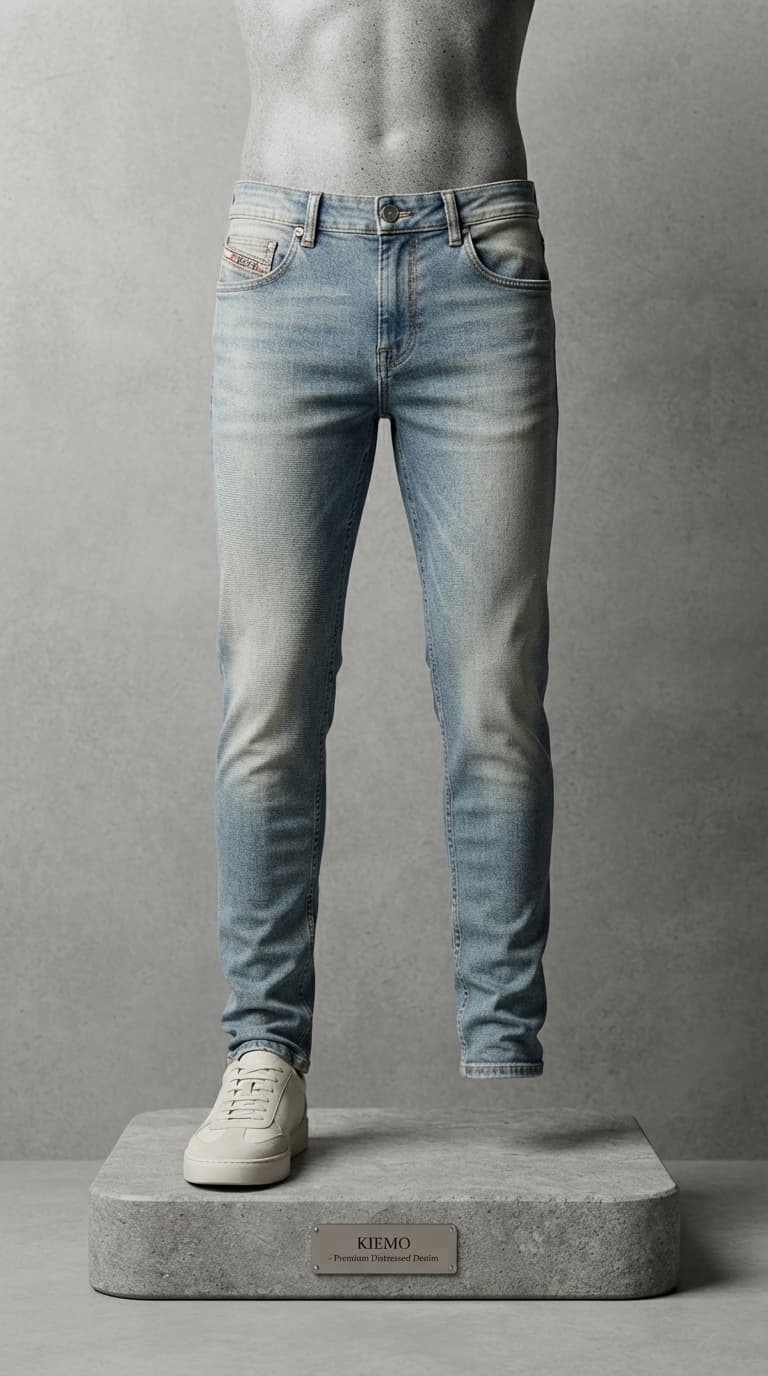 Light Blue Distressed Jeans — view 3