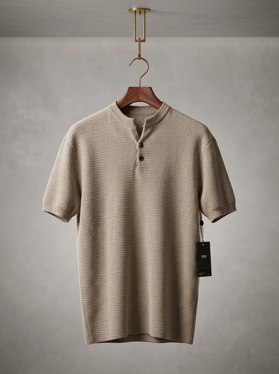 Waffle-Knit Henley Shirt — view 3