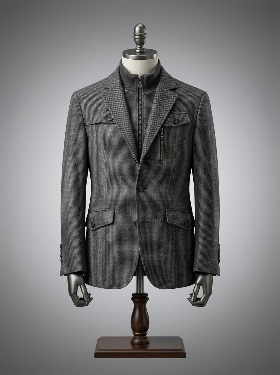 Modern Micro-Check Utility Blazer — view 4