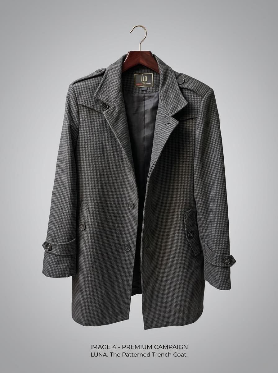 Patterned Gray Trench Coat — view 4