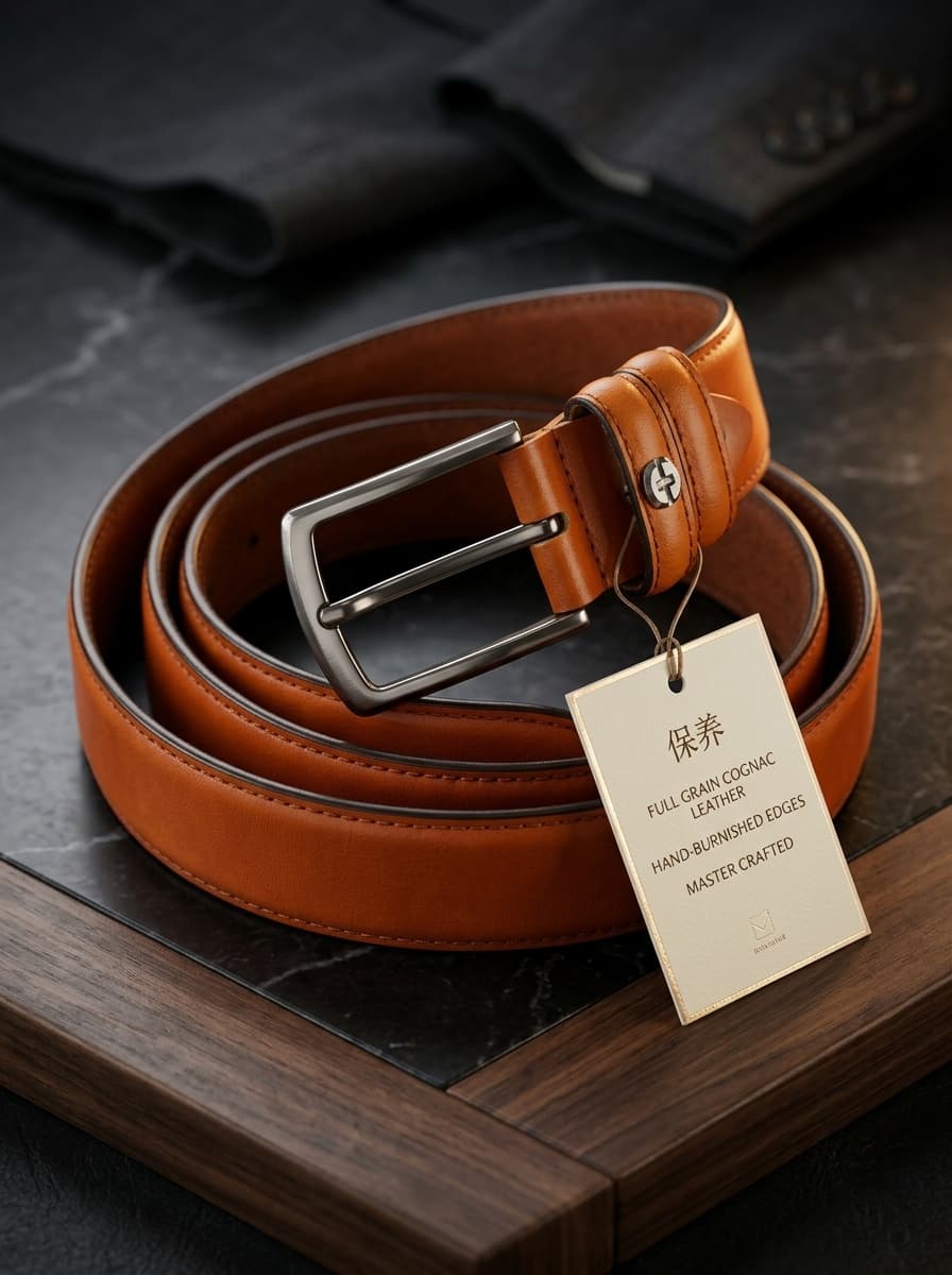 Premium Cognac Leather Belt — view 4