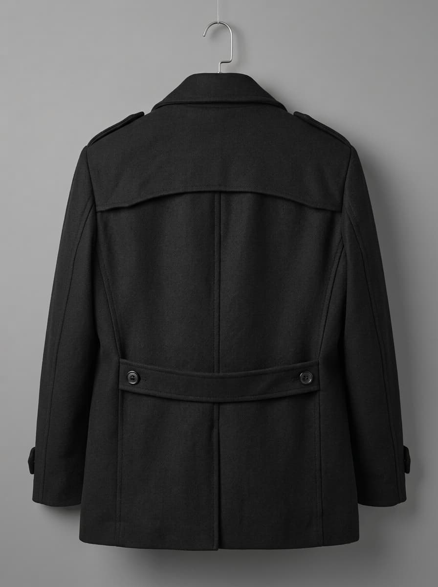 Structured Matte Black Wool-Blend Trench Coat — view 2