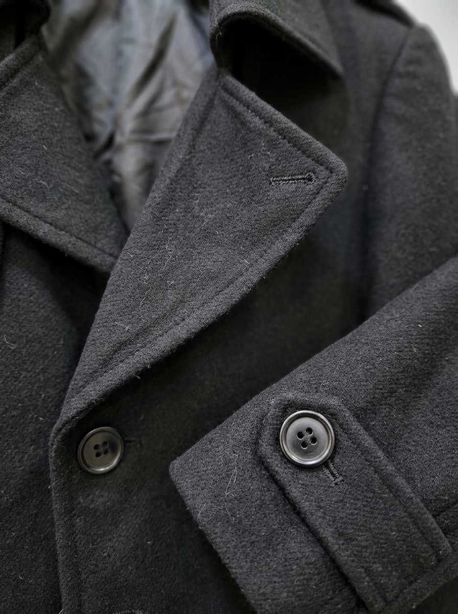 Structured Matte Black Wool-Blend Trench Coat — view 3